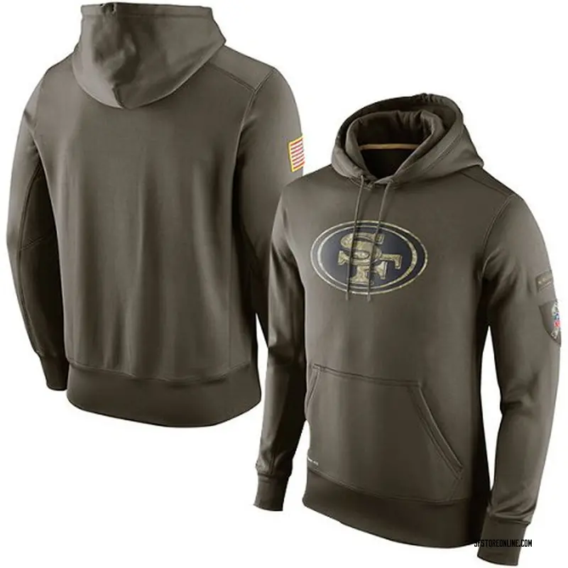 men's san francisco 49ers nike tan 2019 salute to service sideline therma pullover hoodie