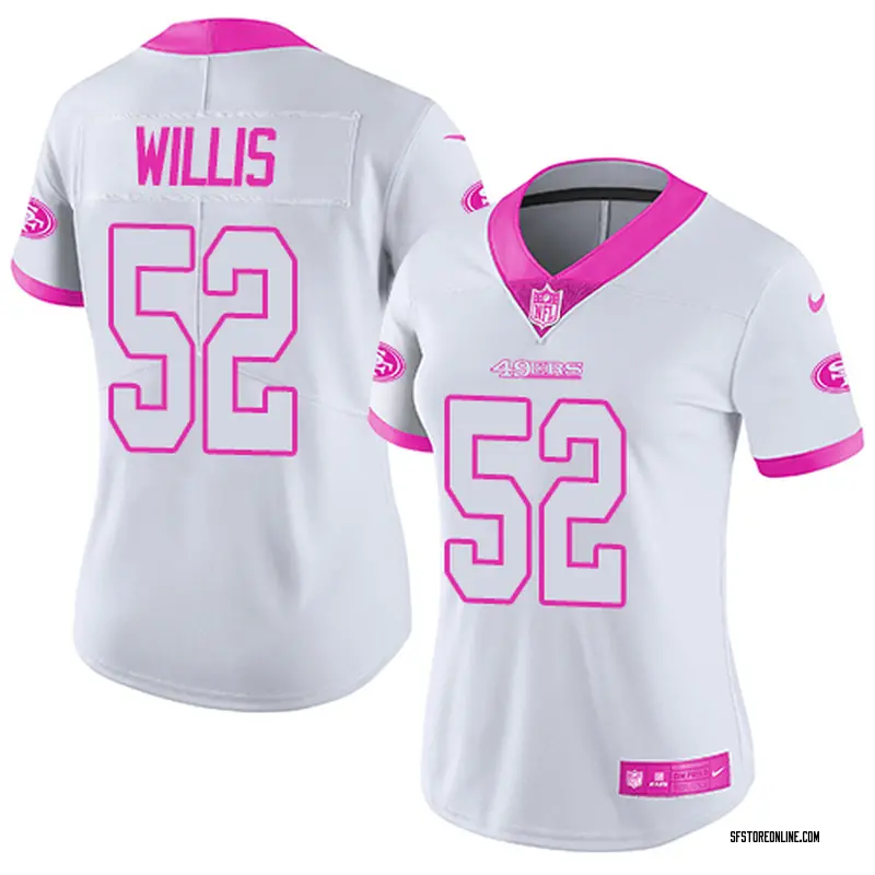 Women S San Francisco 49ers Patrick Willis Pink Limited White Color Rush Fashion Jersey By Nike